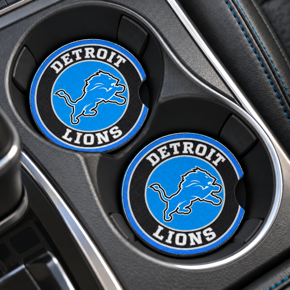 Detroit Lions Neoprene Car Coasters - Set of 2
