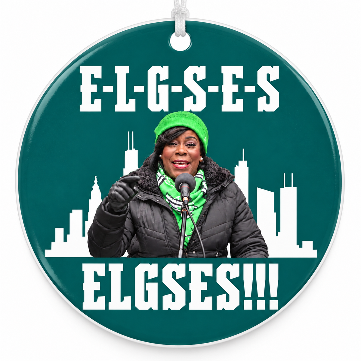 Philadelphia Eagles ELGSES Funny Ceramic Ornament | Philly Christmas Gift