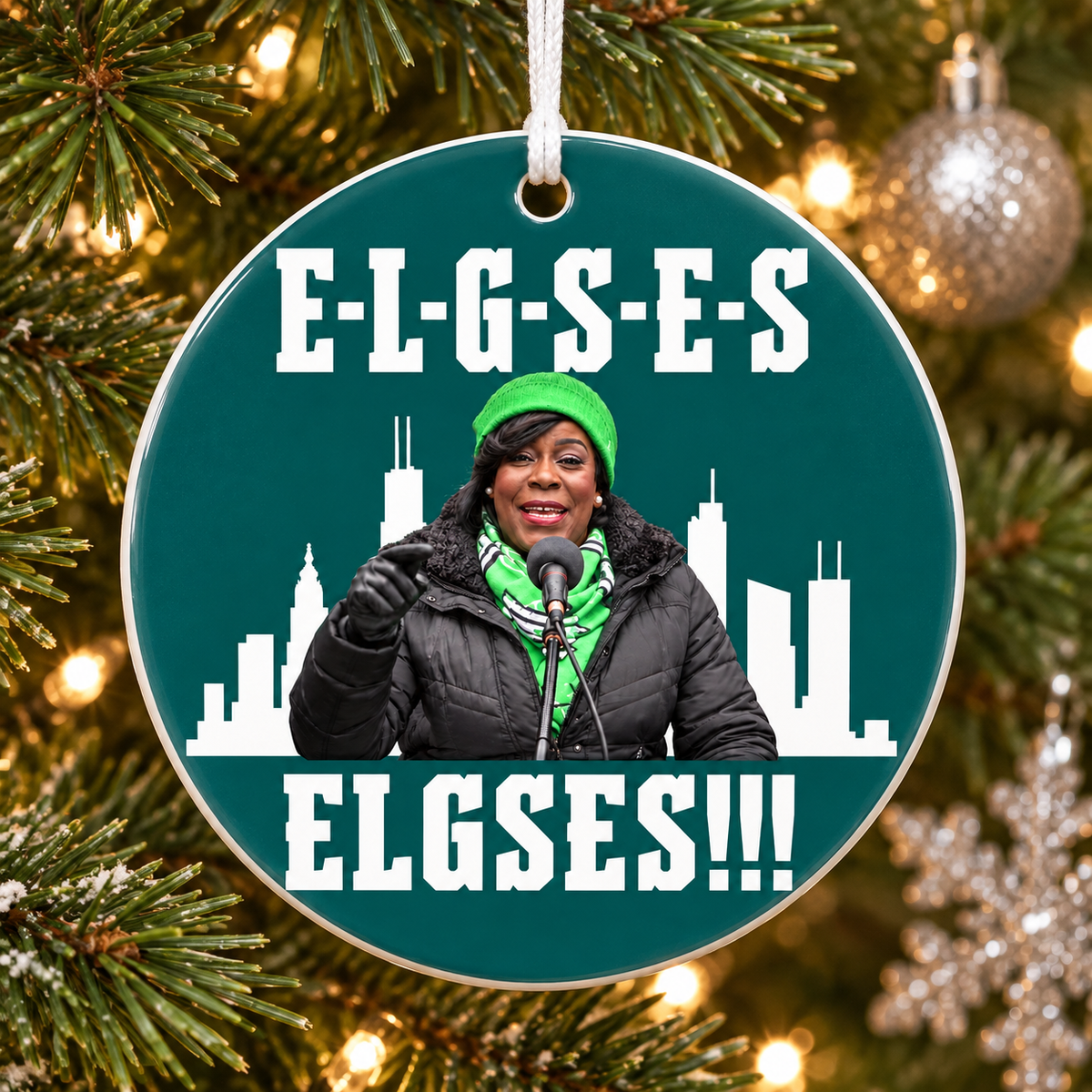 Philadelphia Eagles ELGSES Funny Ceramic Ornament | Philly Christmas Gift