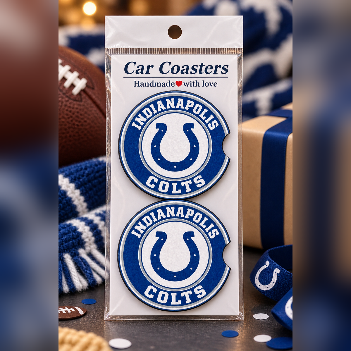 Indianapolis Colts Neoprene Car Coasters - Set of 2