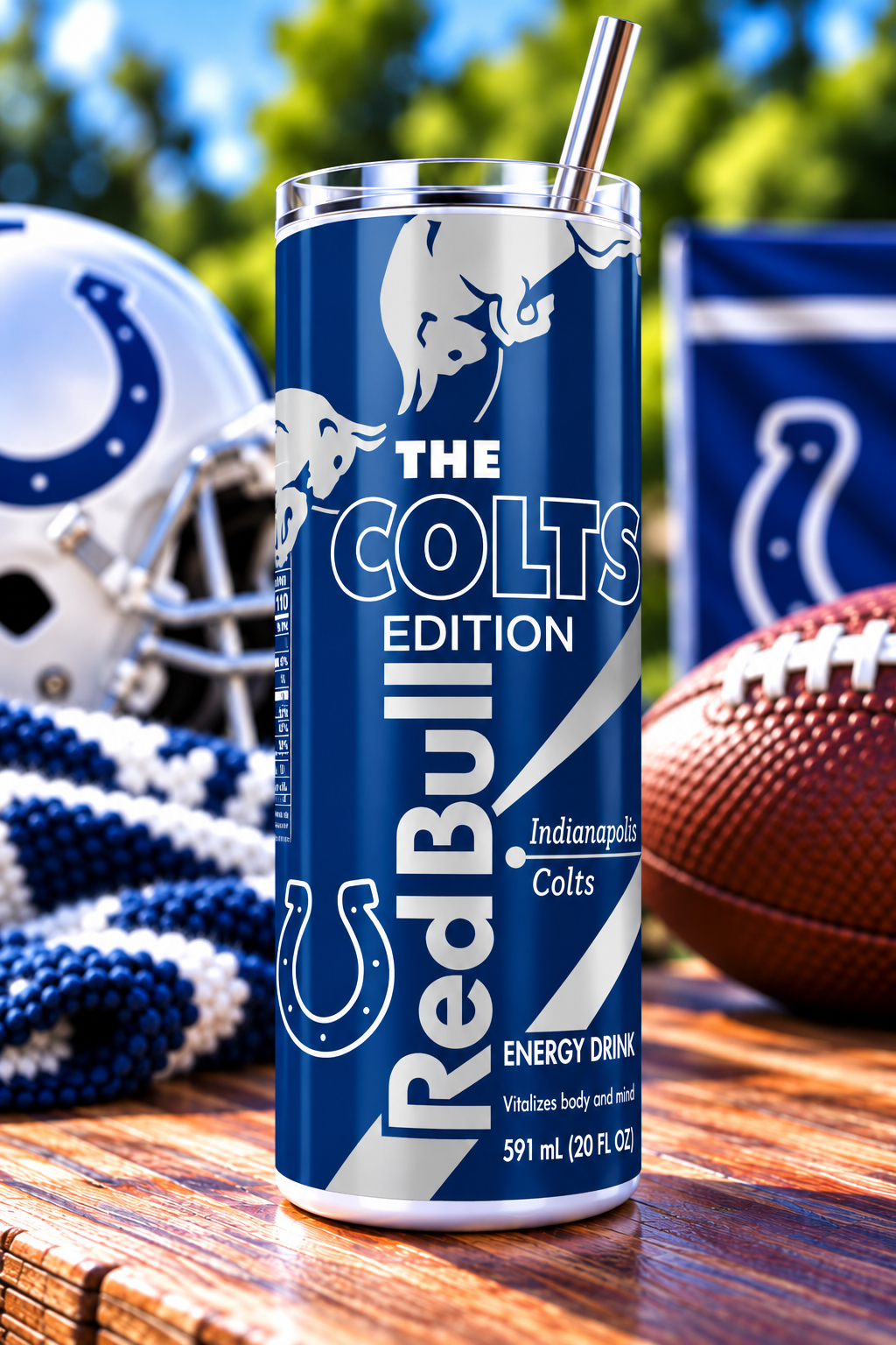 Indianapolis Colts Red Bull-Inspired Skinny Tumbler - 20 oz