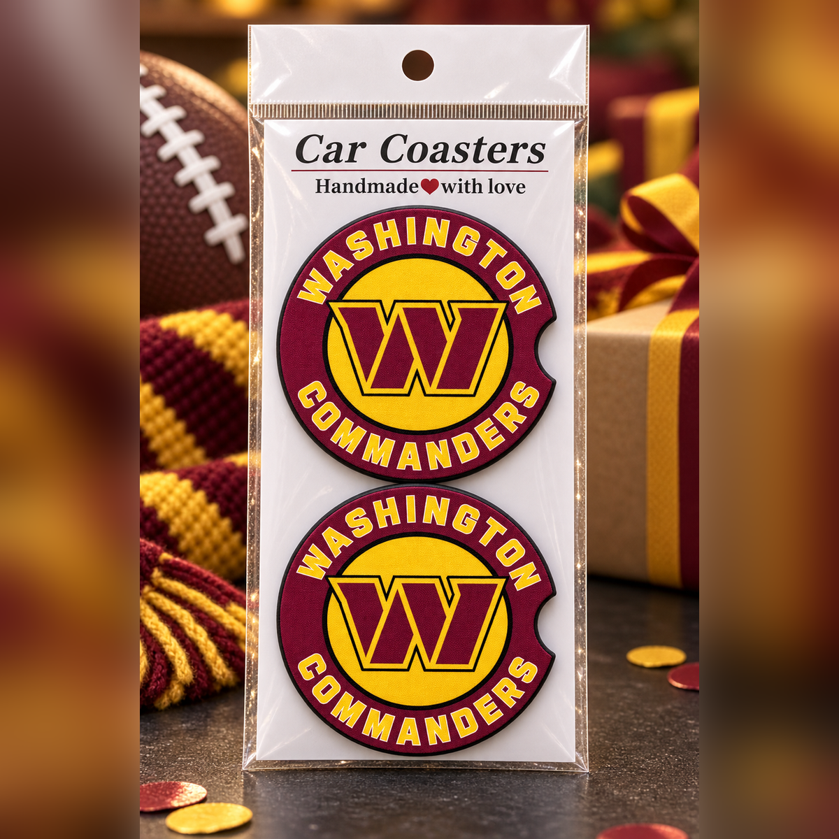 Washington Commanders Neoprene Car Coasters - Set of 2
