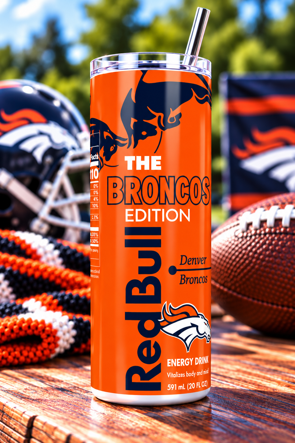 Denver Broncos Red Bull-Inspired Skinny Tumbler - 20 oz