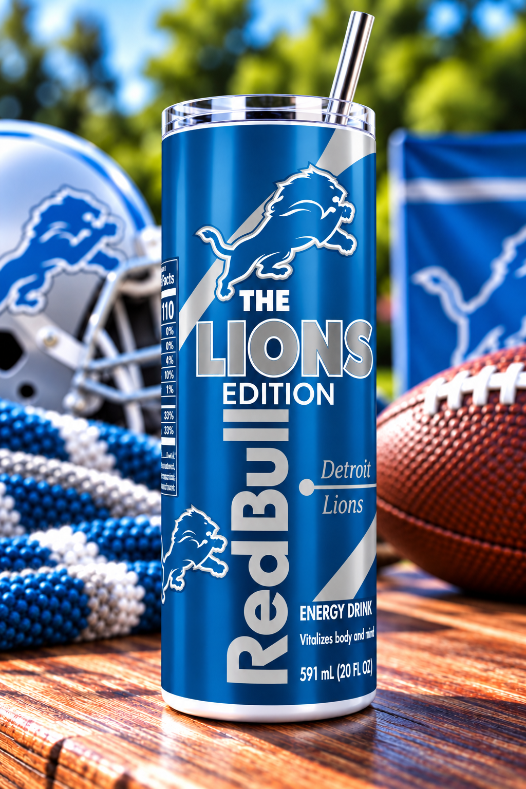 Detroit Lions Red Bull-Inspired Skinny Tumbler - 20 oz
