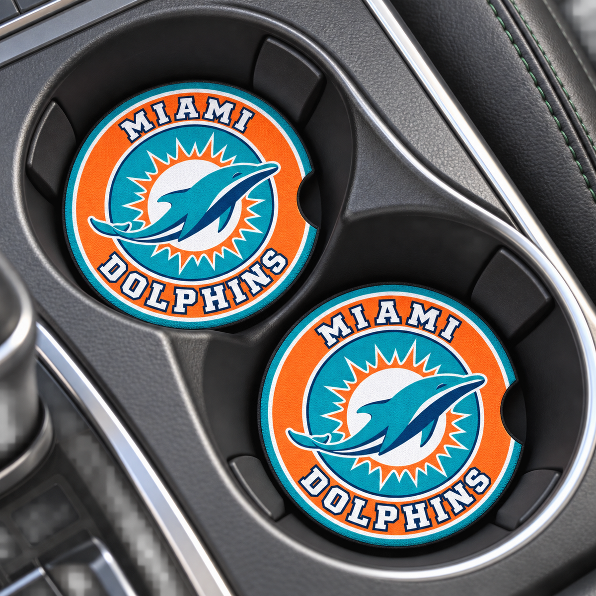 Miami Dolphins Neoprene Car Coasters - Set of 2