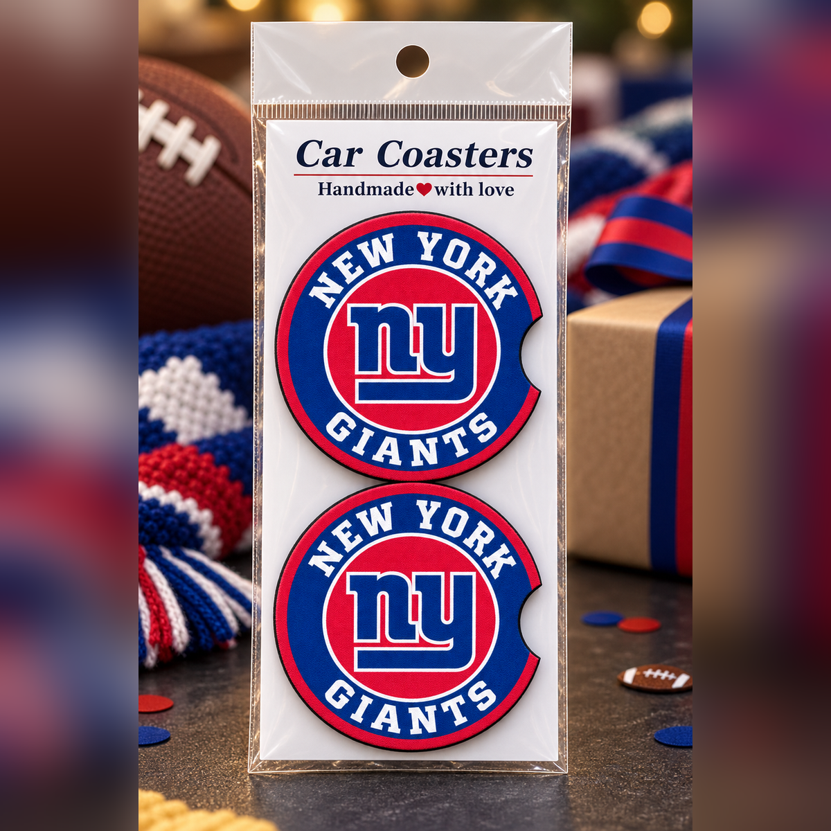 New York Giants Neoprene Car Coasters - Set of 2