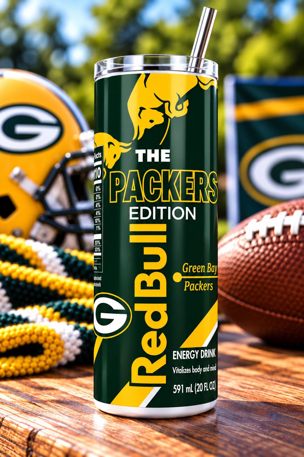 Green Bay Packers Red Bull-Inspired Skinny Tumbler - 20 oz