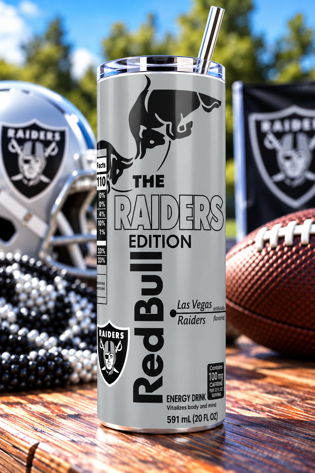 Las Vegas Raiders Red Bull-Inspired Skinny Tumbler - 20 oz