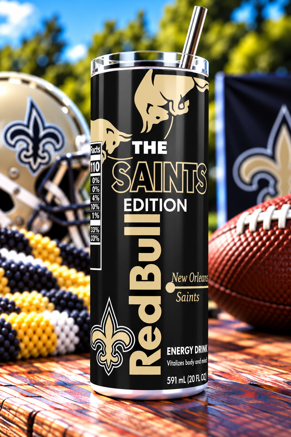 New Orleans Saints Red Bull-Inspired Skinny Tumbler - 20 oz