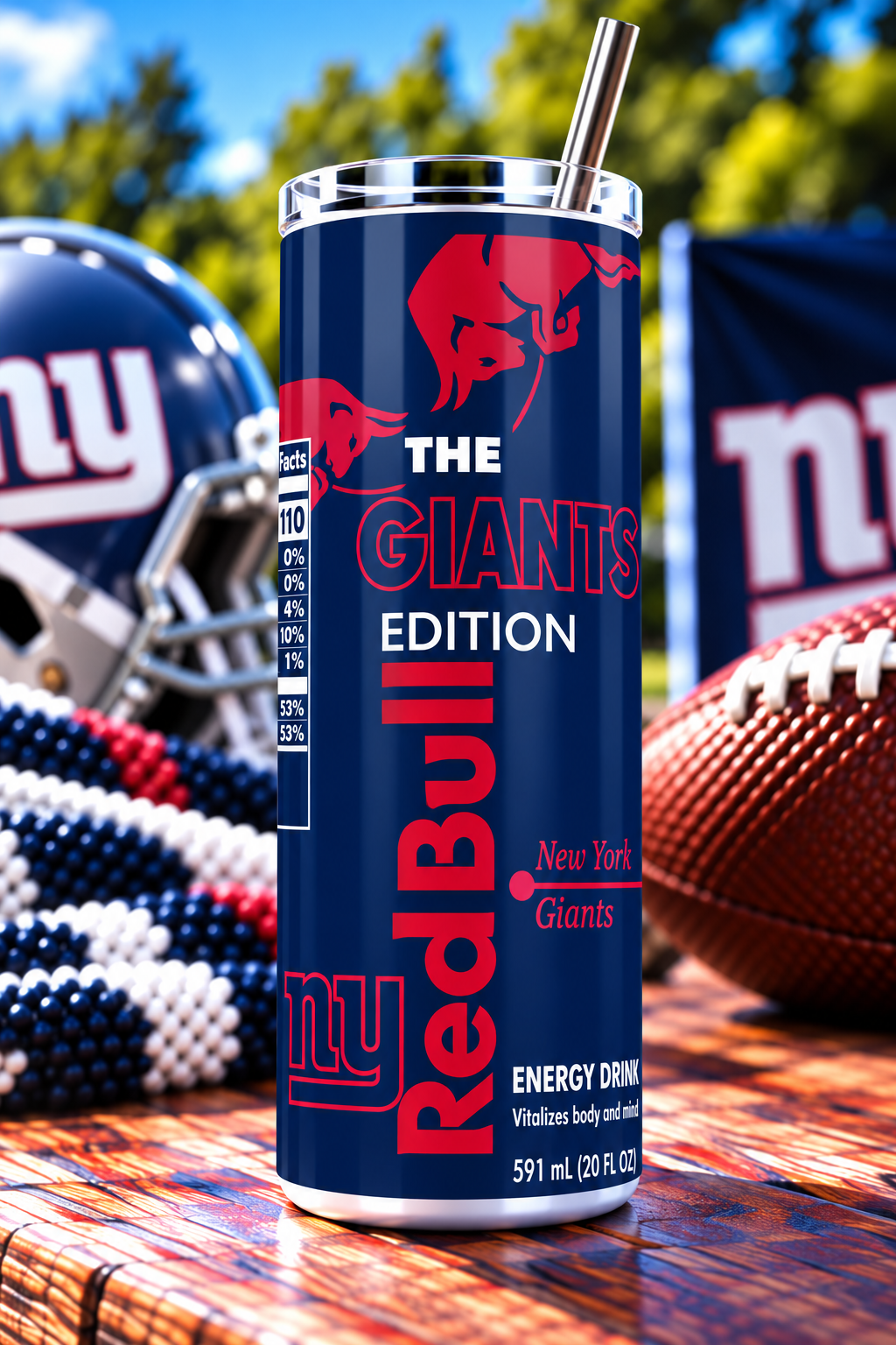 New York Giants Red Bull-Inspired Skinny Tumbler - 20 oz