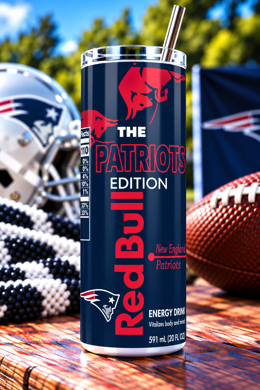 New England Patriots Red Bull-Inspired Skinny Tumbler - 20 oz