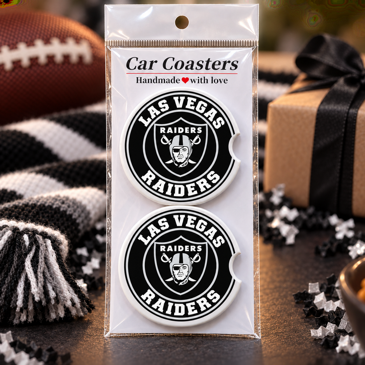 Las Vegas Raiders Neoprene Car Coasters - Set of 2