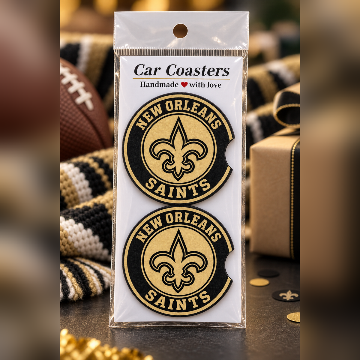 New Orleans Saints Neoprene Car Coasters - Set of 2