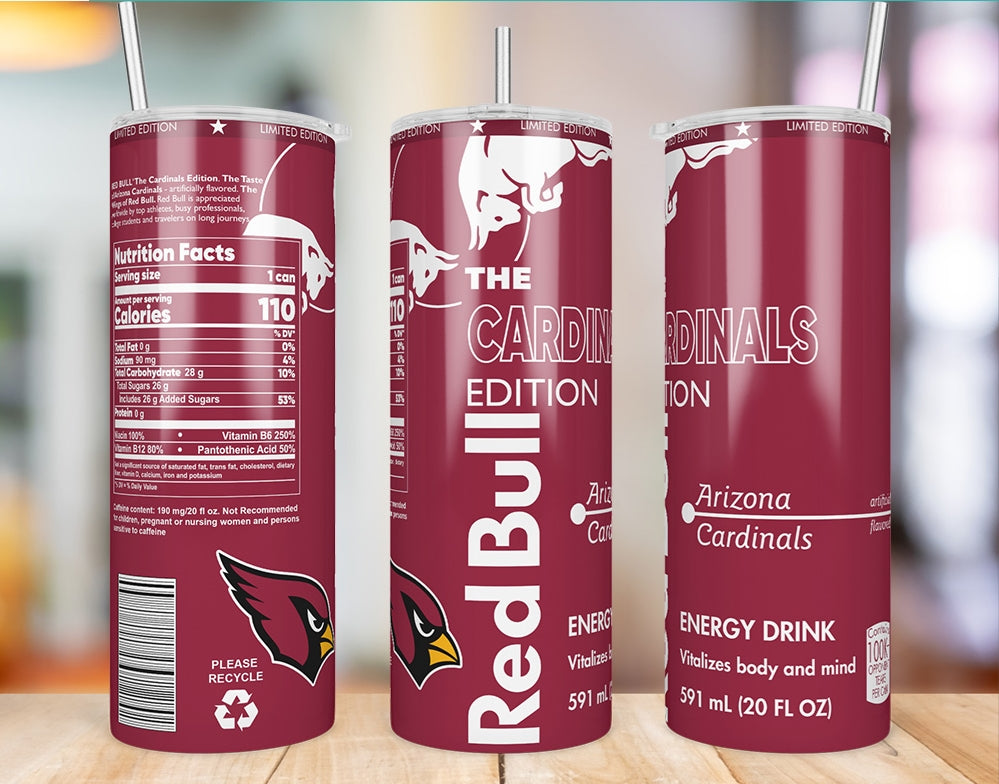 Arizona Cardinals Red Bull-Inspired Skinny Tumbler - 20 oz