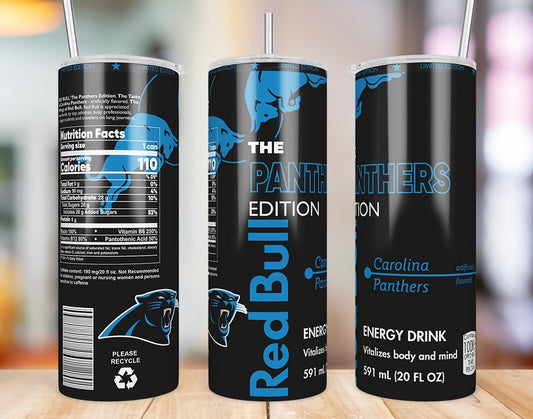 Carolina Panthers Red Bull-Inspired Skinny Tumbler - 20 oz