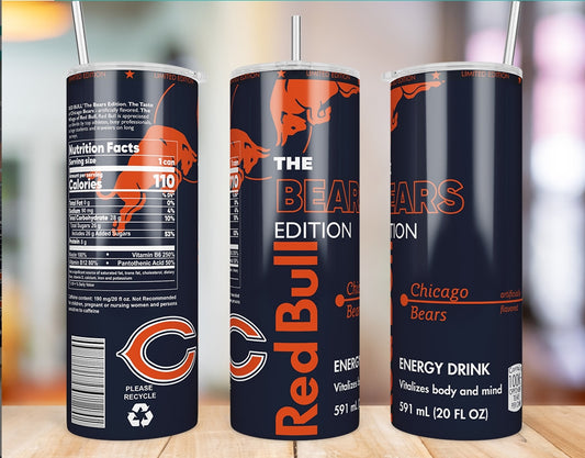 Chicago Bears Red Bull-Inspired Skinny Tumbler - 20 oz