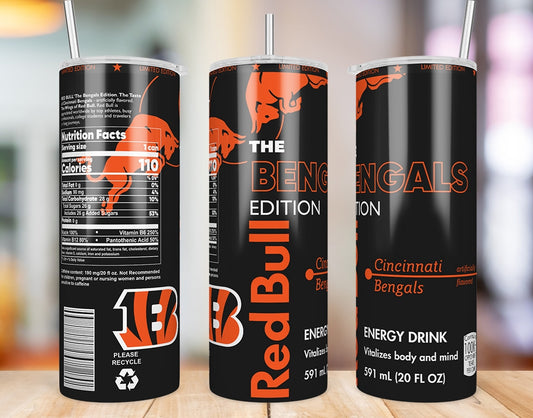 Cincinnati Bengals Red Bull-Inspired Skinny Tumbler - 20 oz