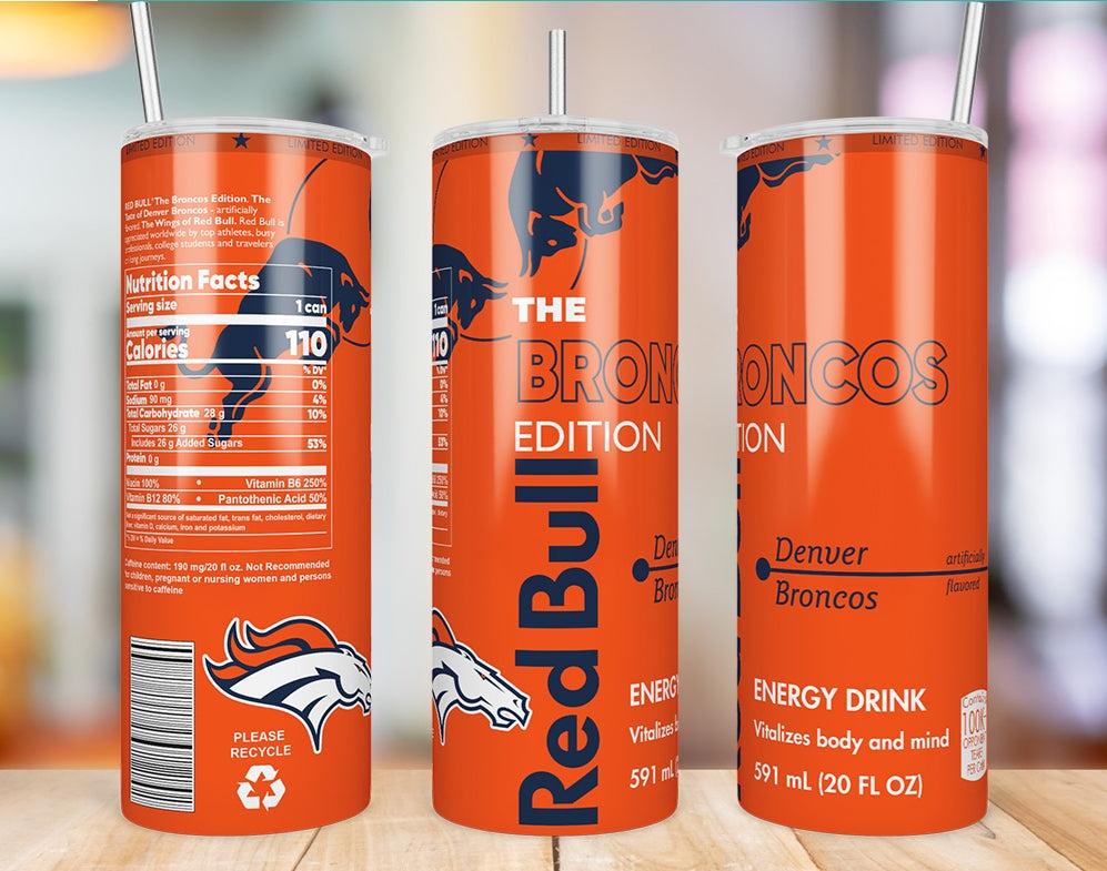 Denver Broncos Red Bull-Inspired Skinny Tumbler - 20 oz