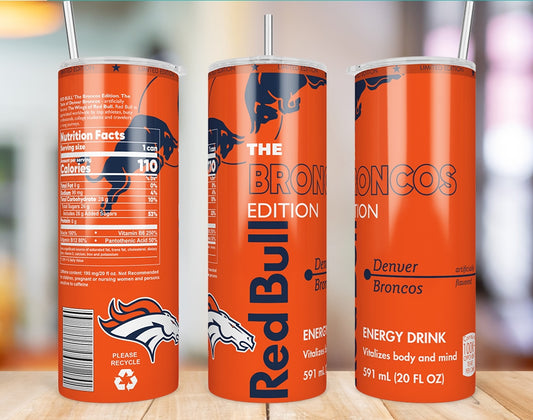 Denver Broncos Red Bull-Inspired Skinny Tumbler - 20 oz