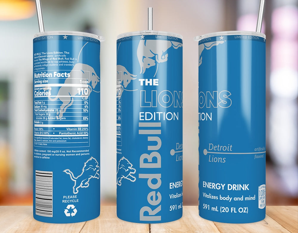 Detroit Lions Red Bull-Inspired Skinny Tumbler - 20 oz
