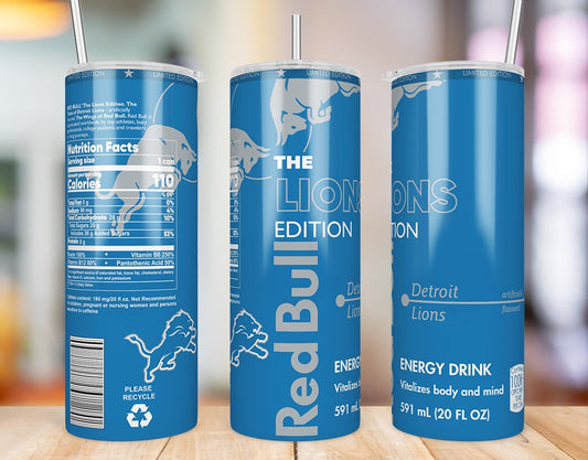 Detroit Lions Red Bull-Inspired Skinny Tumbler - 20 oz