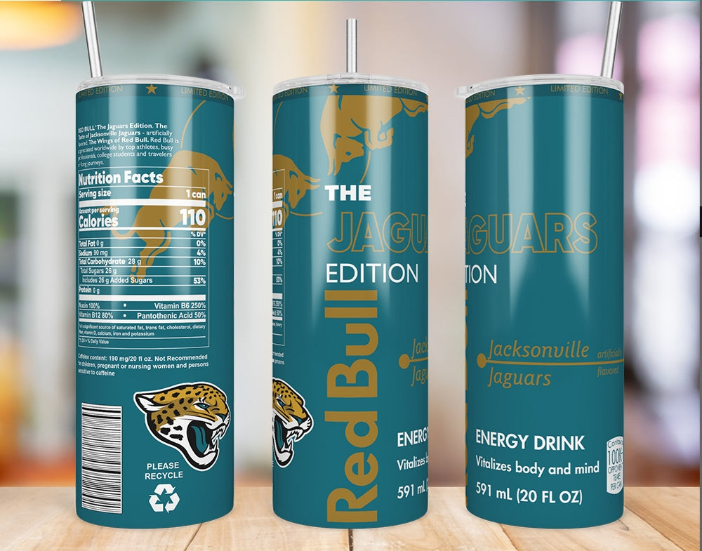 Jacksonville Jaguars Red Bull-Inspired Skinny Tumbler - 20 oz