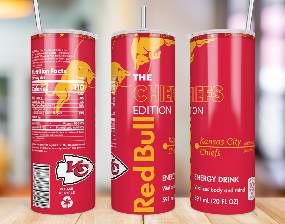 Kansas City Chiefs Red Bull-Inspired Skinny Tumbler - 20 oz
