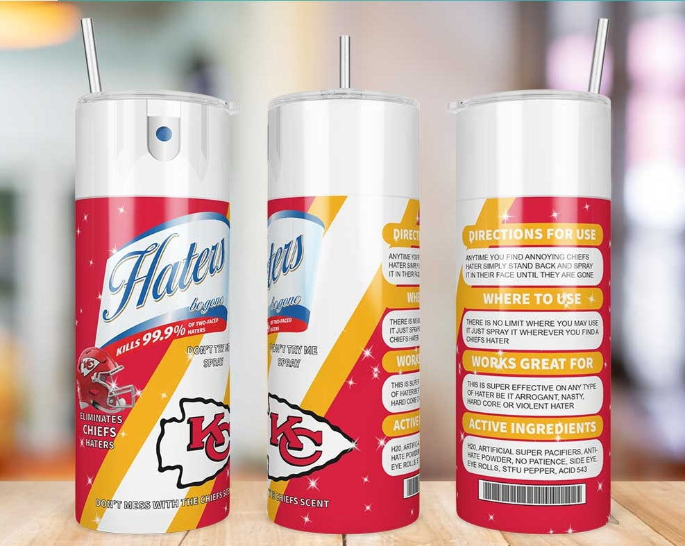 Kansas City Chiefs Haters Be Gone Skinny Tumbler - 20 oz