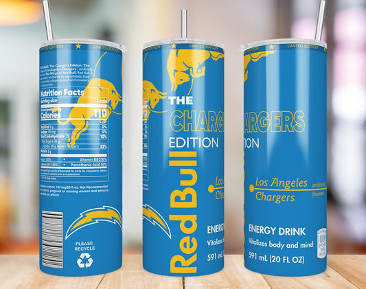 Los Angeles Chargers Red Bull-Inspired Skinny Tumbler - 20 oz