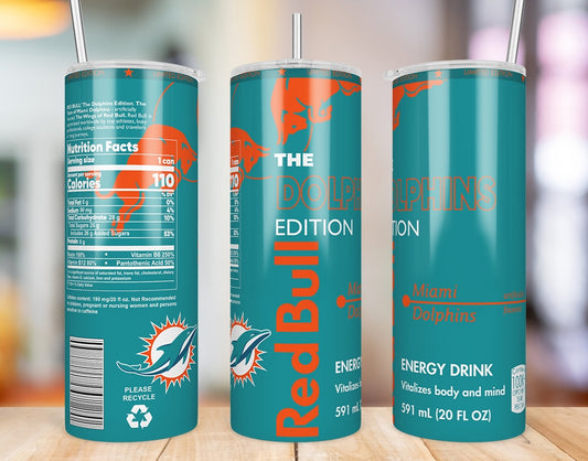 Miami Dolphins Red Bull-Inspired Skinny Tumbler - 20 oz
