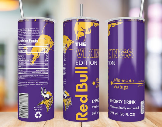 Minnesota Vikings Red Bull-Inspired Skinny Tumbler - 20 oz