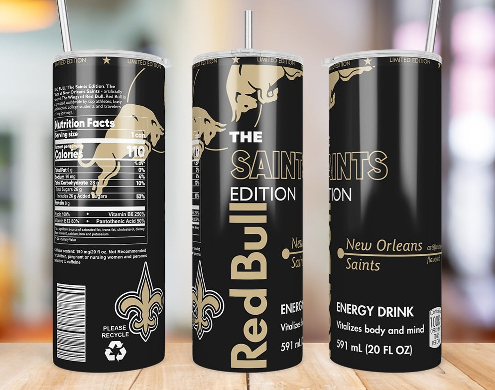 New Orleans Saints Red Bull-Inspired Skinny Tumbler - 20 oz