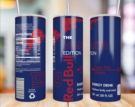New York Giants Red Bull-Inspired Skinny Tumbler - 20 oz