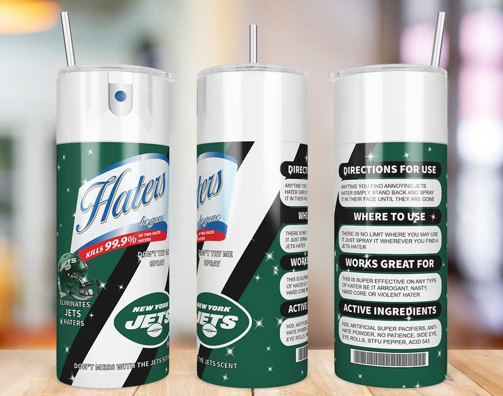 New York Jets Haters Be Gone Skinny Tumbler - 20 oz