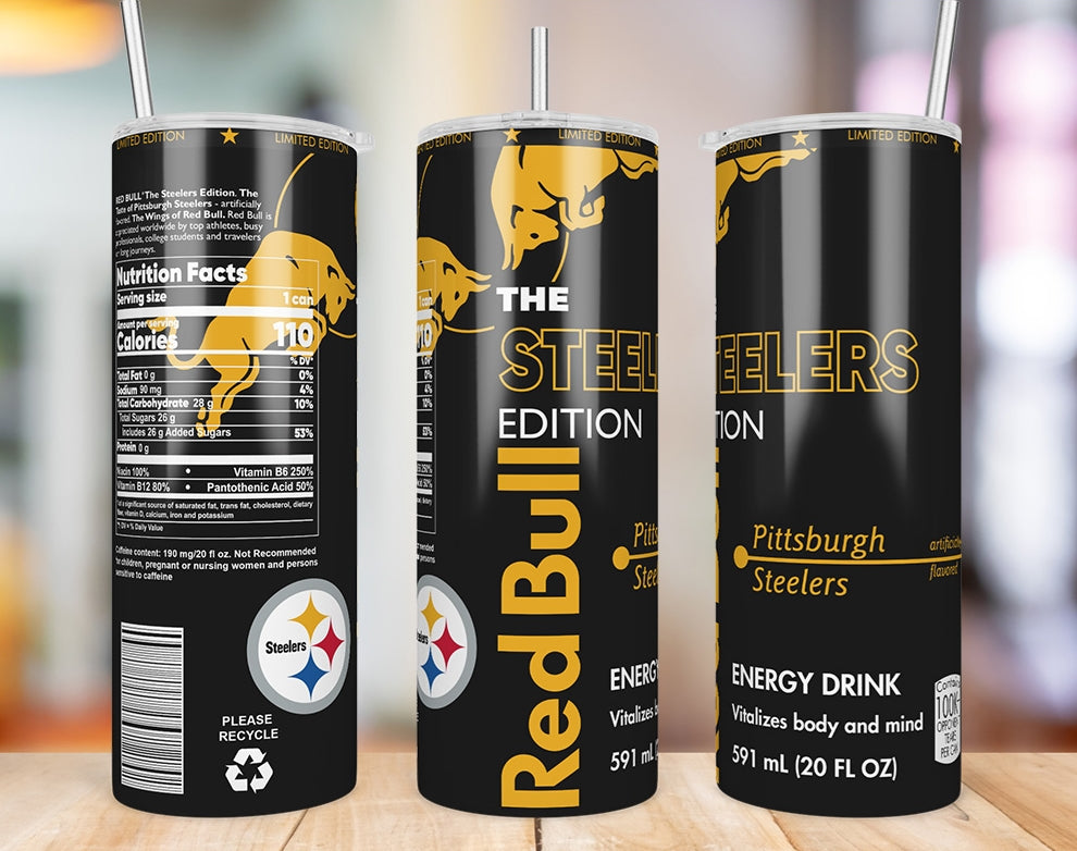 Pittsburgh Steelers Red Bull-Inspired Skinny Tumbler - 20 oz