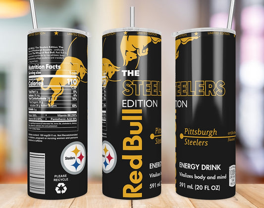 Pittsburgh Steelers Red Bull-Inspired Skinny Tumbler - 20 oz