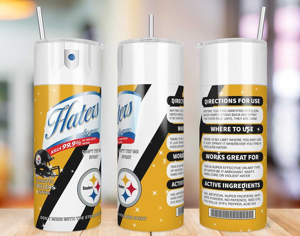 Pittsburgh Steelers Haters Be Gone Skinny Tumbler - 20 oz