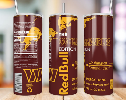 Washington Commanders Red Bull-Inspired Skinny Tumbler - 20 oz