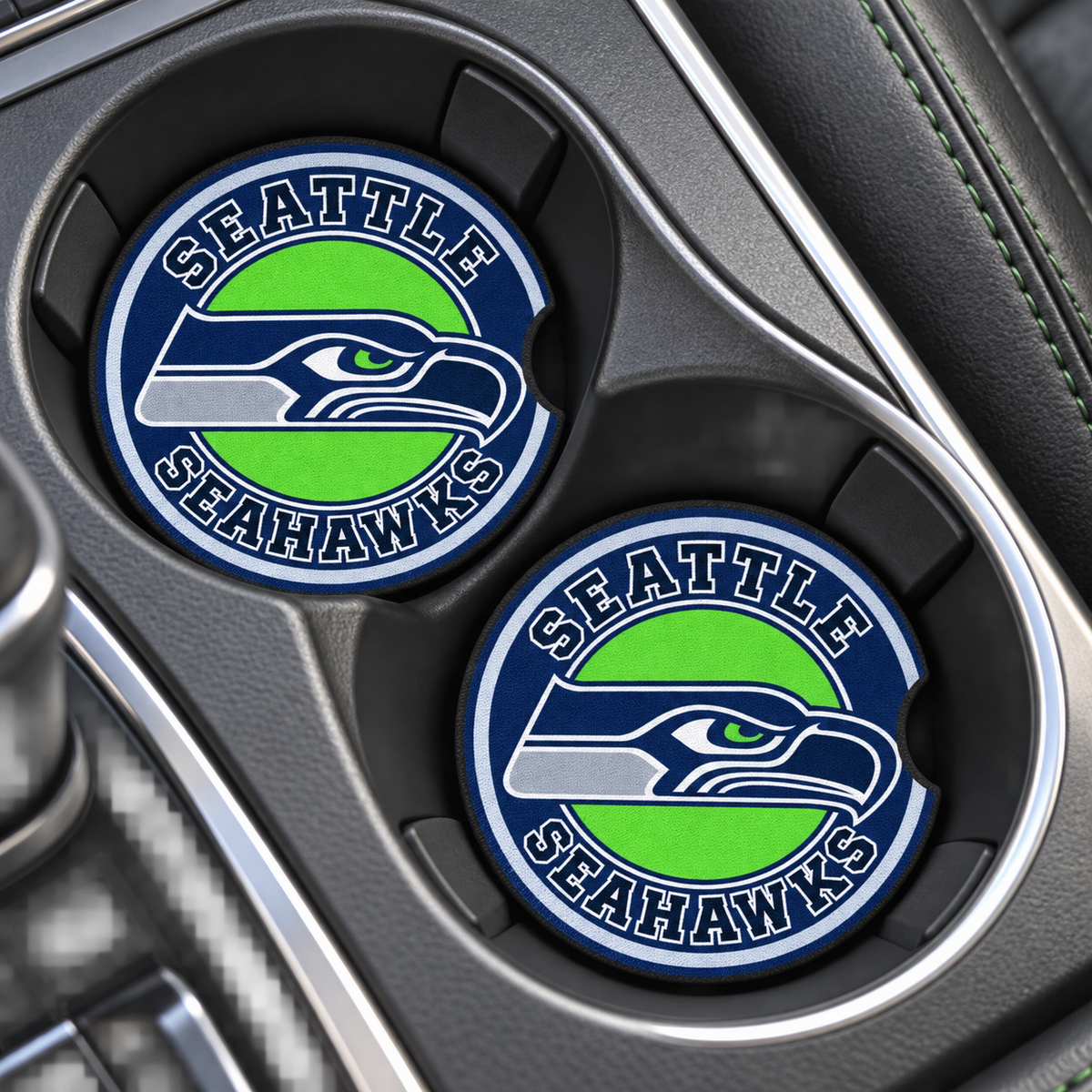 Seattle Seahawks Neoprene Car Coasters - Set of 2