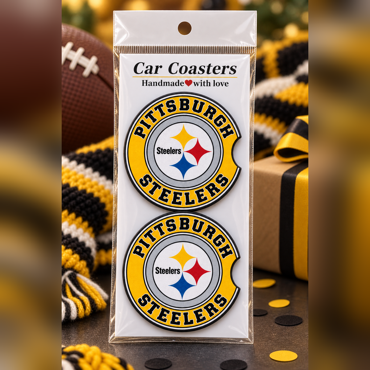 Pittsburgh Steelers Neoprene Car Coasters - Set of 2