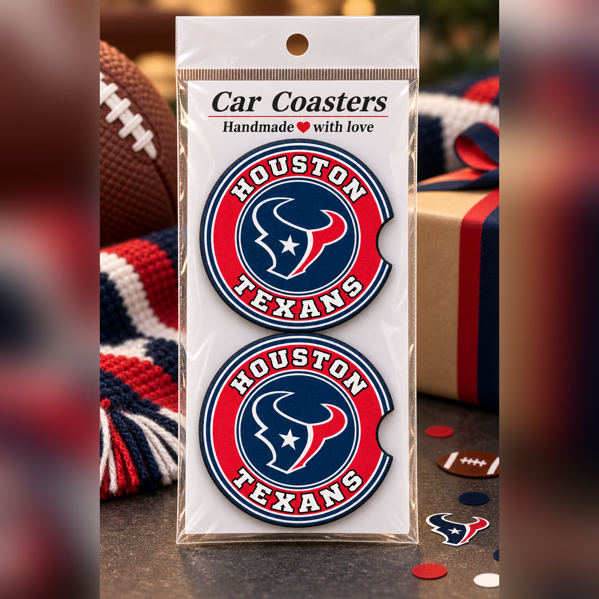 Houston Texans Neoprene Car Coasters - Set of 2