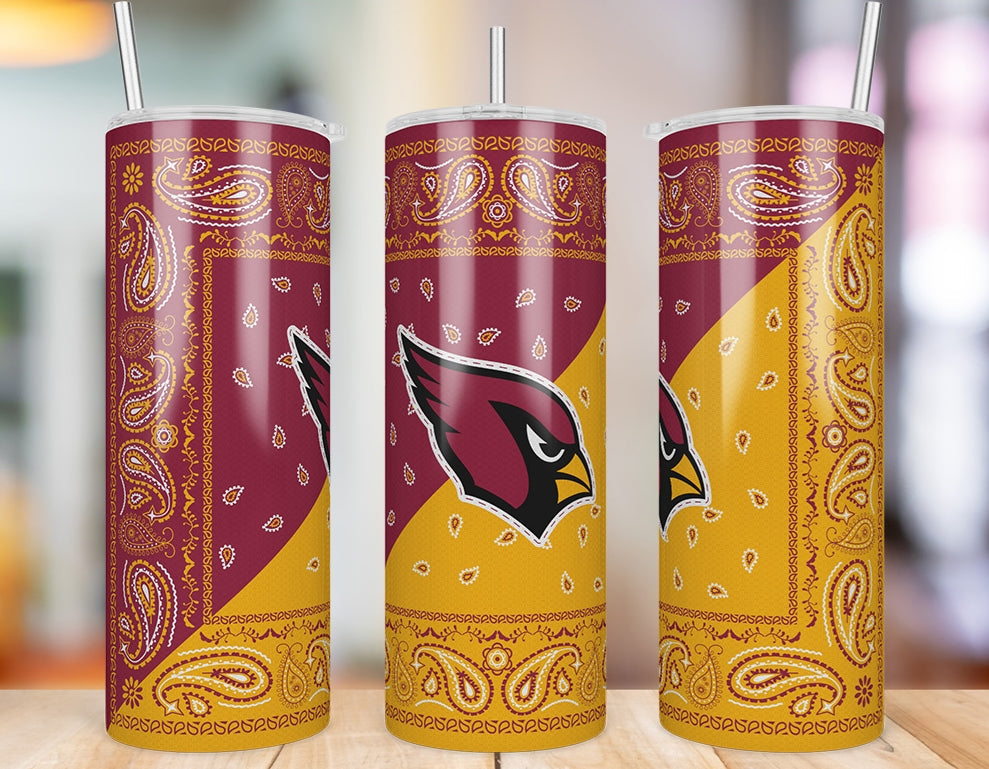 Arizona Cardinals Bandana Paisley 20 oz skinny tumbler three-angle product photo