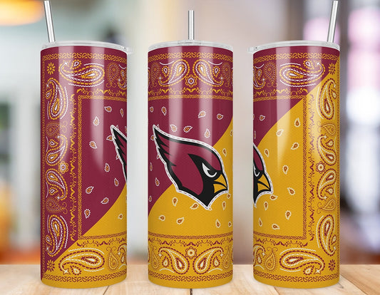 Arizona Cardinals Bandana Paisley 20 oz skinny tumbler three-angle product photo
