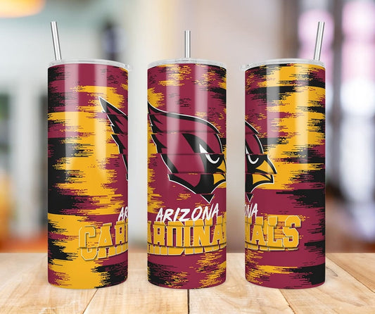 Arizona Cardinals Glitch 20 oz skinny tumbler three-angle product photo