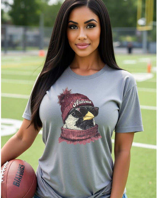 Arizona Cardinals Spirit Animal graphic T-shirt on a female model