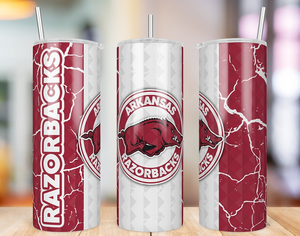 Arkansas Razorbacks Diamond Pattern 20 oz skinny tumbler