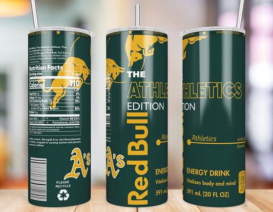 Athletics 20 oz skinny tumbler three-angle product mockup