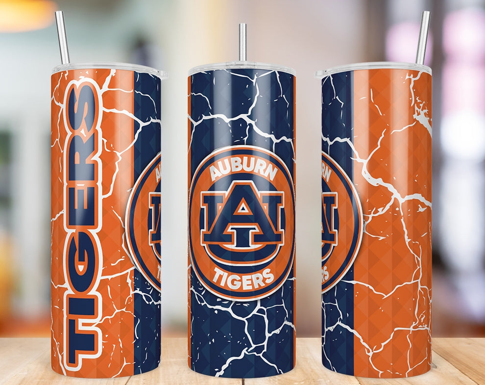 Auburn Tigers Diamond Pattern 20 oz skinny tumbler