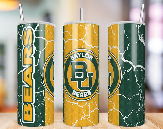 Baylor Bears Diamond Pattern 20 oz skinny tumbler