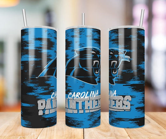 Carolina Panthers Glitch 20 oz skinny tumbler three-view product photo